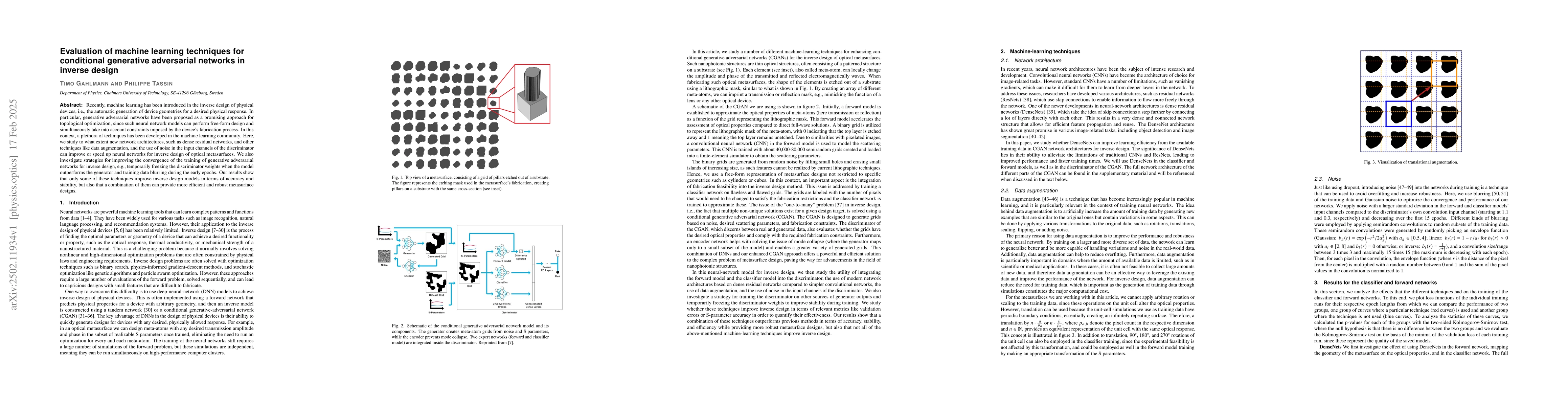 Thumbnail for Evaluation of machine learning techniques for conditional generative
  adversarial networks in inverse design