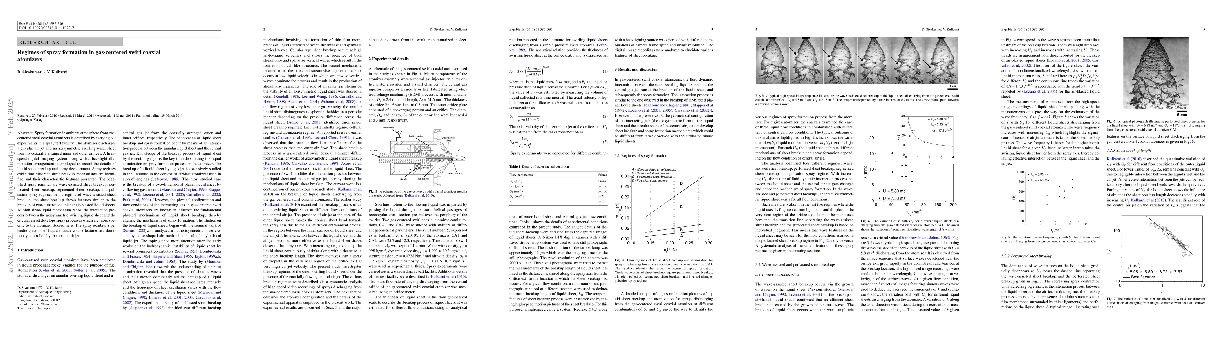 Thumbnail for Regimes of spray formation in gas-centered swirl coaxial atomizers