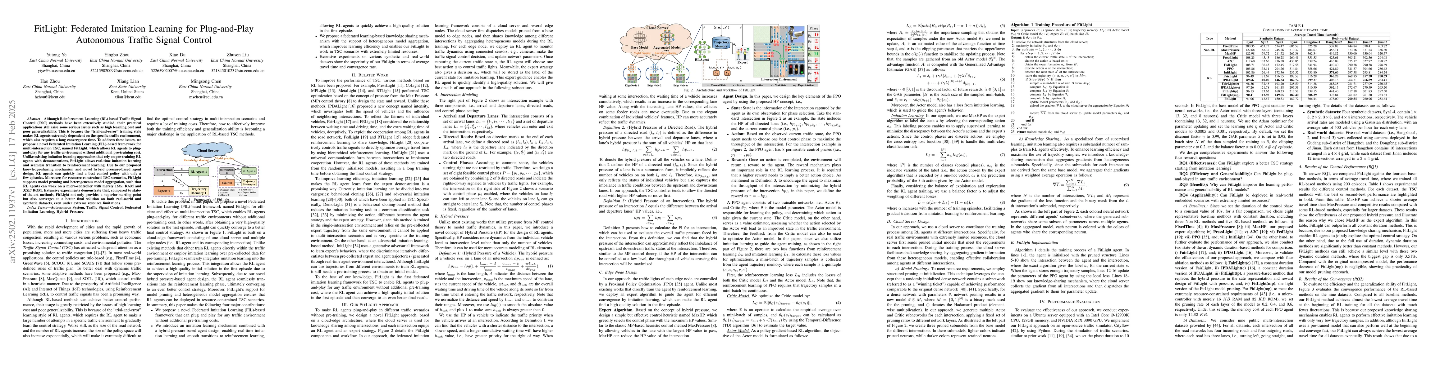 Thumbnail for FitLight: Federated Imitation Learning for Plug-and-Play Autonomous
  Traffic Signal Control