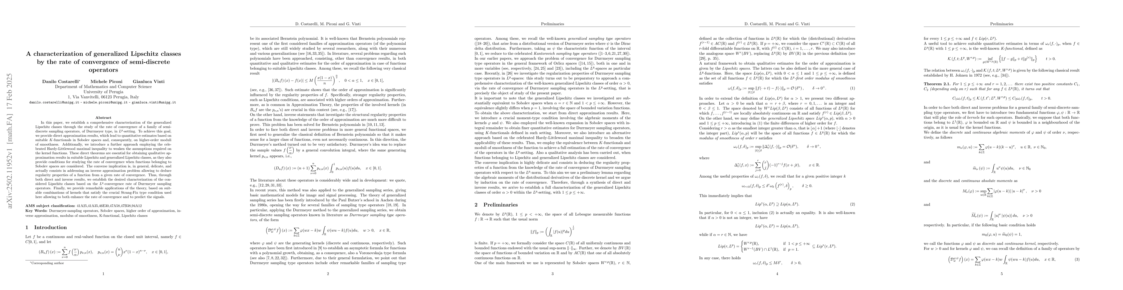 Thumbnail for A characterization of generalized Lipschitz classes by the rate of
  convergence of semi-discrete operators
