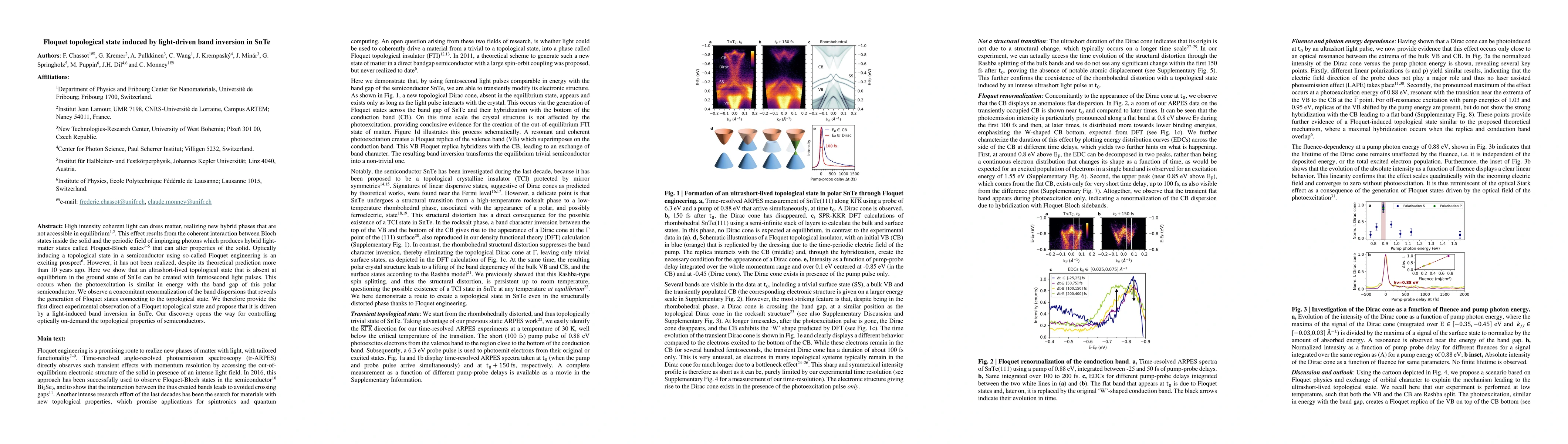 Thumbnail for Floquet topological state induced by light-driven band inversion in SnTe