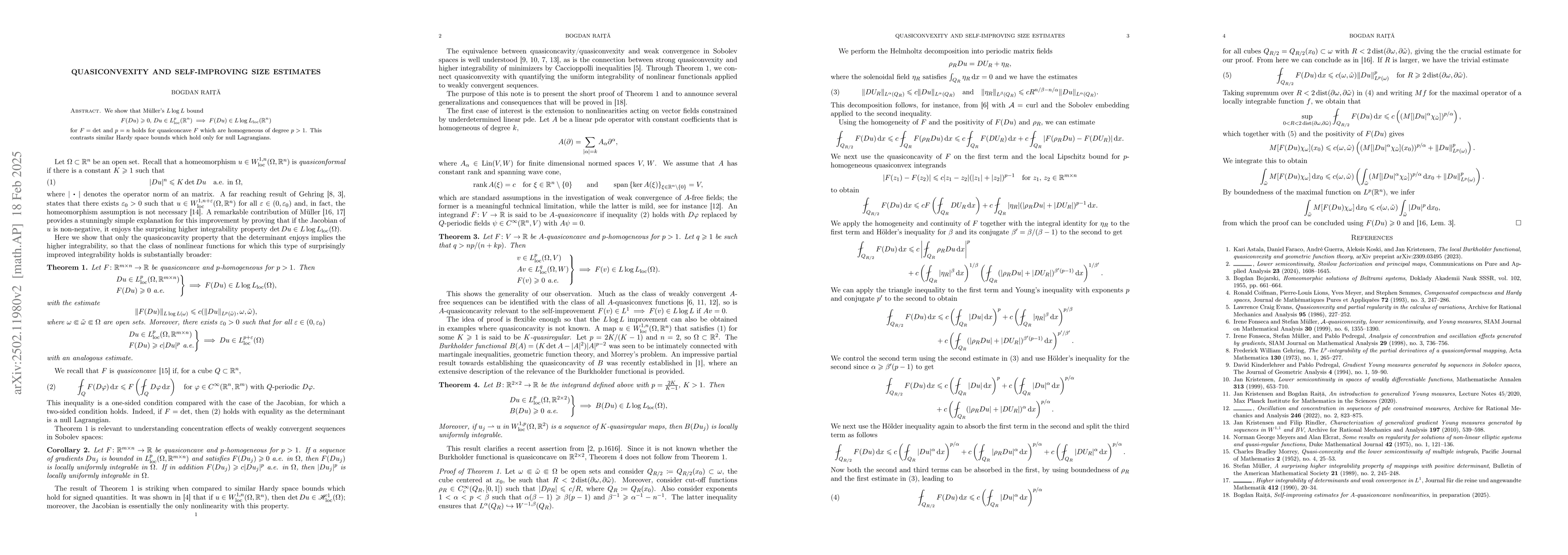 Thumbnail for Quasiconvexity and self-improving size estimates