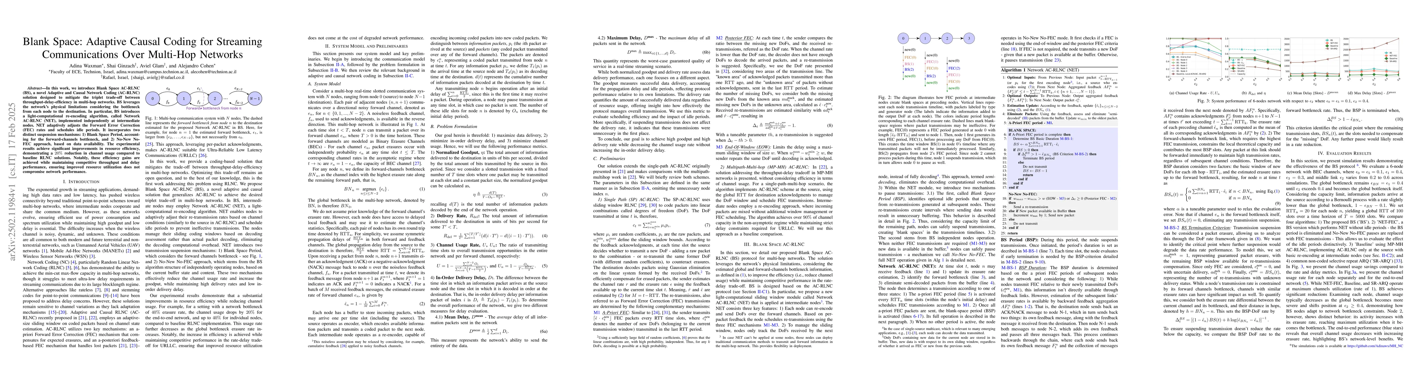 Thumbnail for Blank Space: Adaptive Causal Coding for Streaming Communications Over
  Multi-Hop Networks