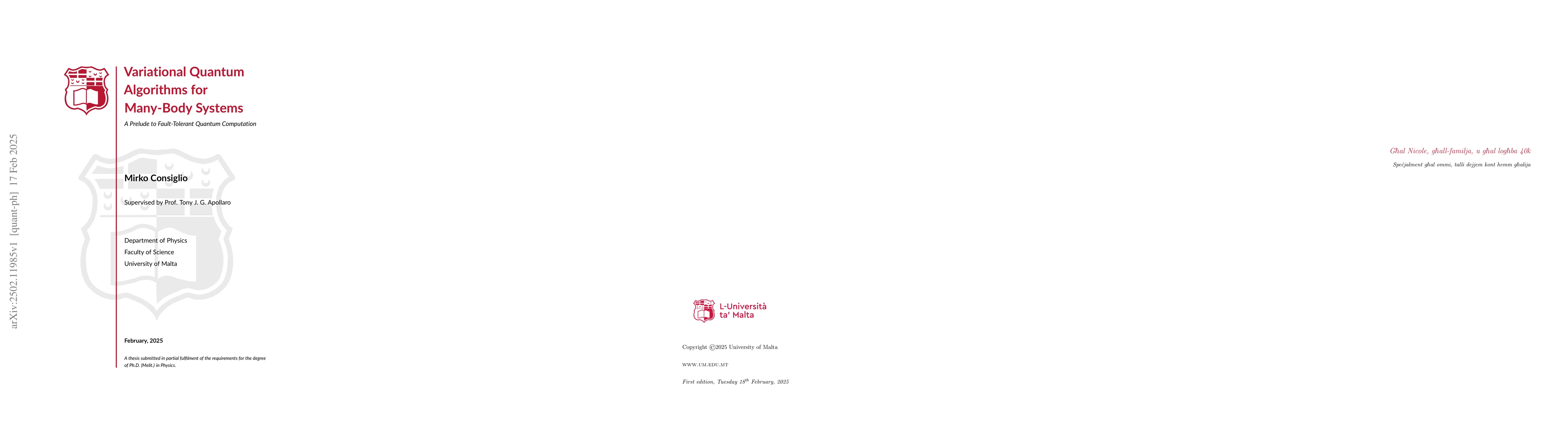 Thumbnail for Variational Quantum Algorithms for Many-Body Systems