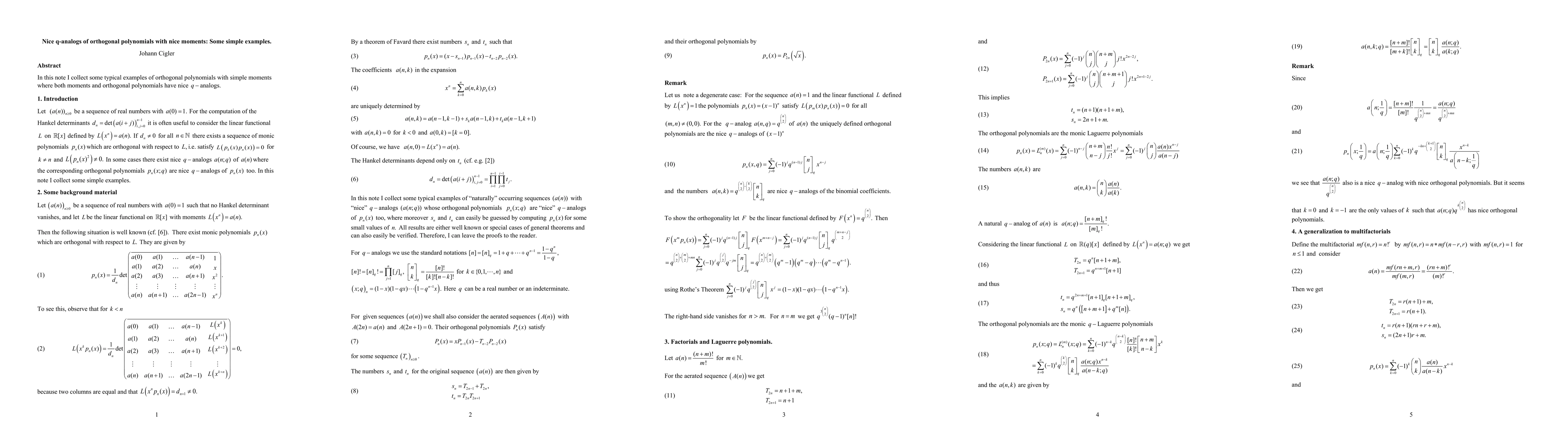 Thumbnail for Nice q-analogs of orthogonal polynomials with nice moments: Some simple
  examples