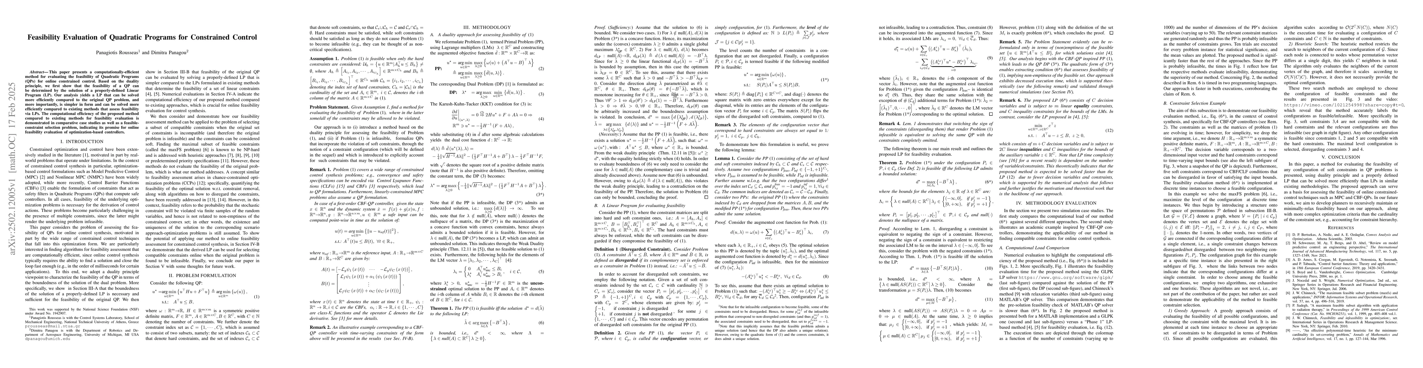 Thumbnail for Feasibility Evaluation of Quadratic Programs for Constrained Control