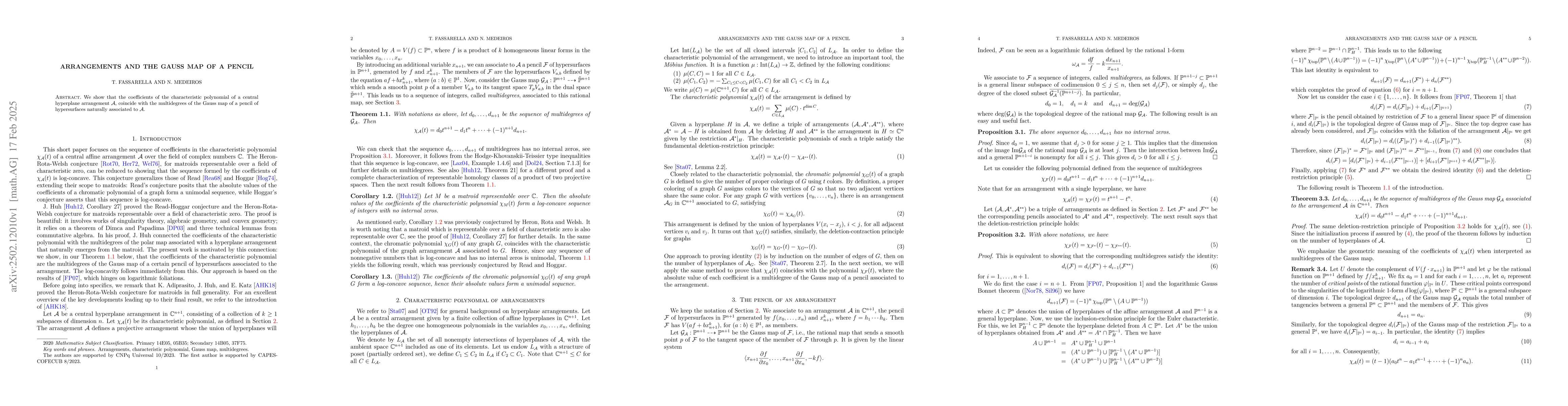 Thumbnail for Arrangements and the Gauss map of a pencil