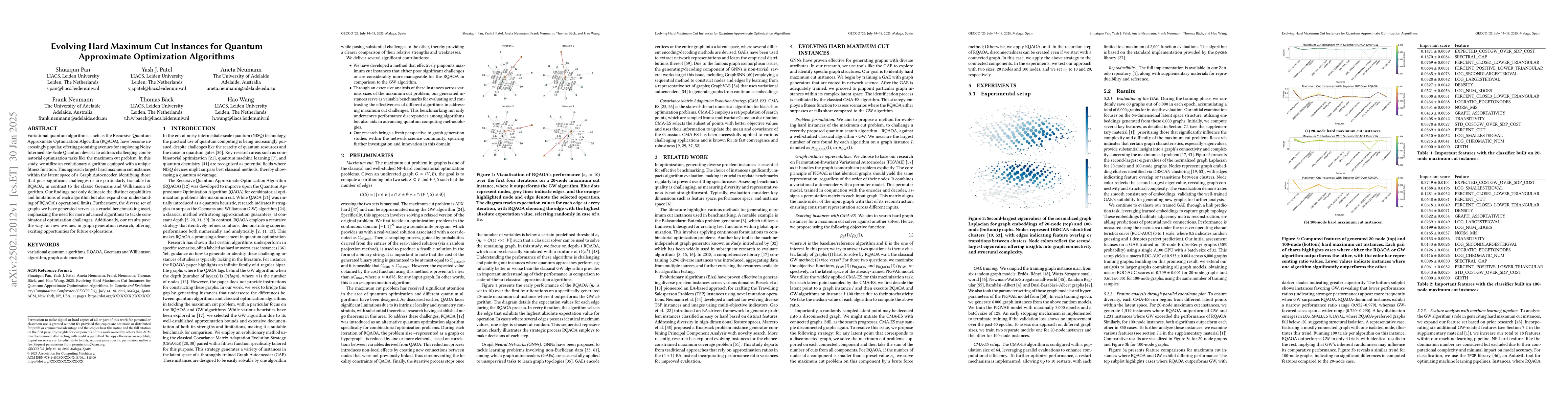 Thumbnail for Evolving Hard Maximum Cut Instances for Quantum Approximate Optimization
  Algorithms