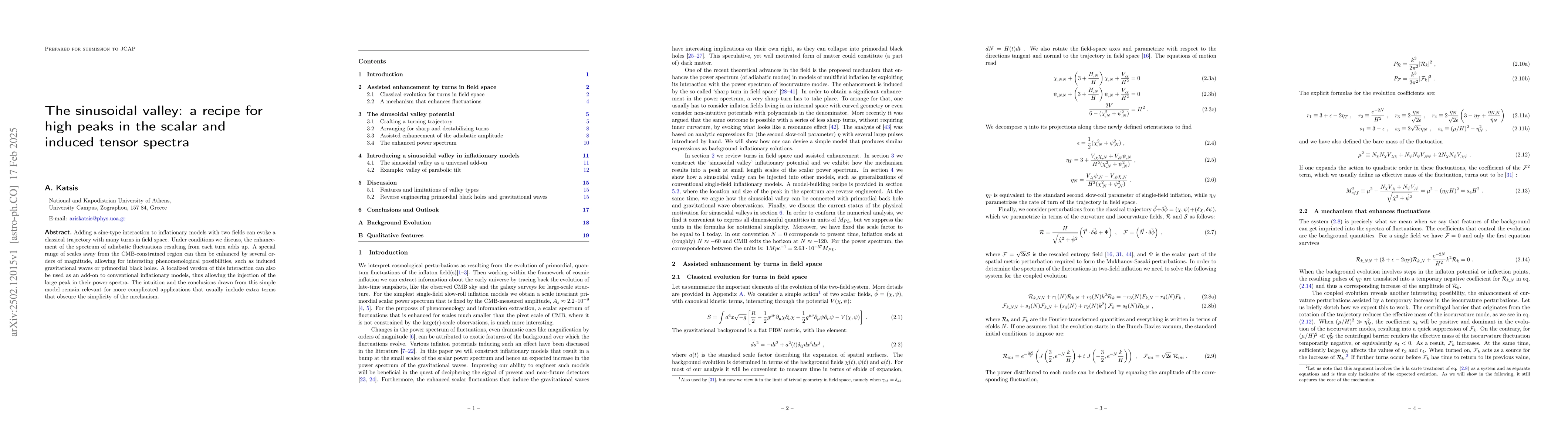 Thumbnail for The sinusoidal valley: a recipe for high peaks in the scalar and induced
  tensor spectra