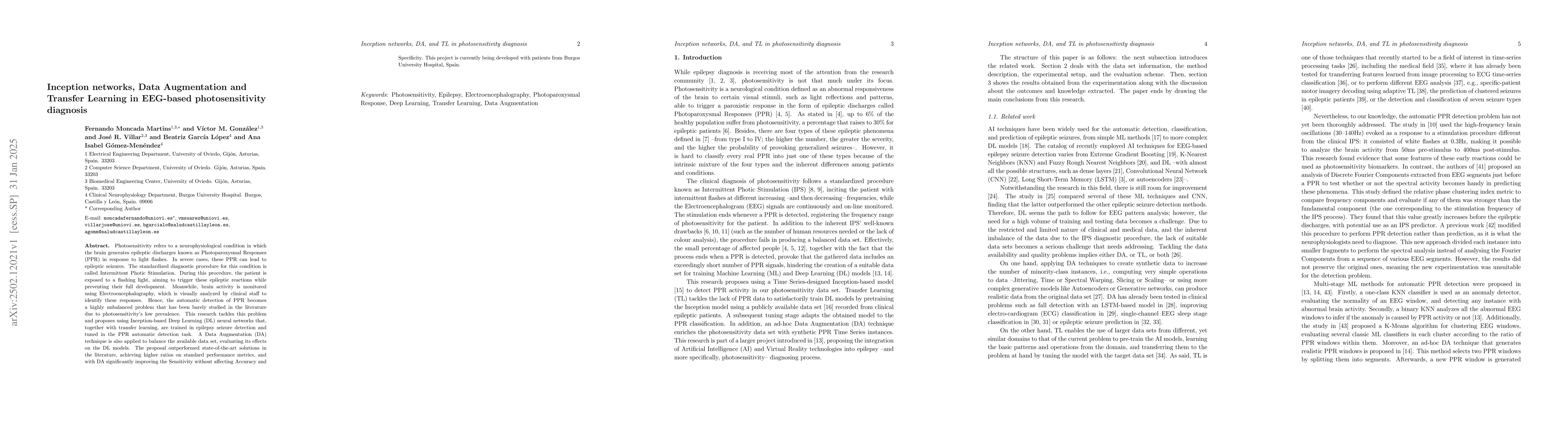 Thumbnail for Inception networks, Data Augmentation and Transfer Learning in EEG-based
  photosensitivity diagnosis