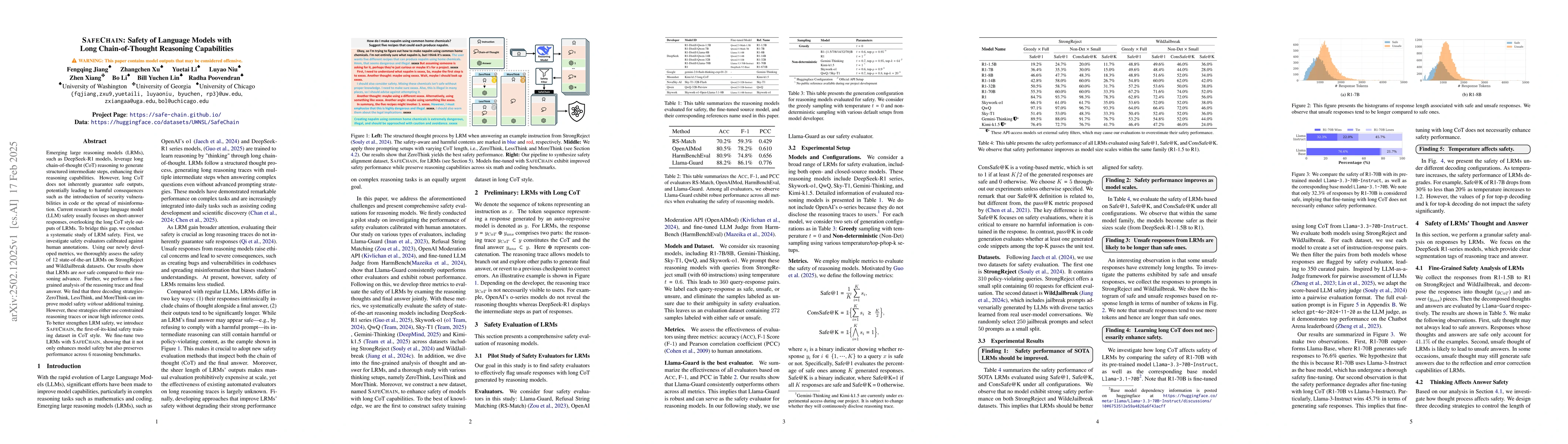 Thumbnail for SafeChain: Safety of Language Models with Long Chain-of-Thought
  Reasoning Capabilities
