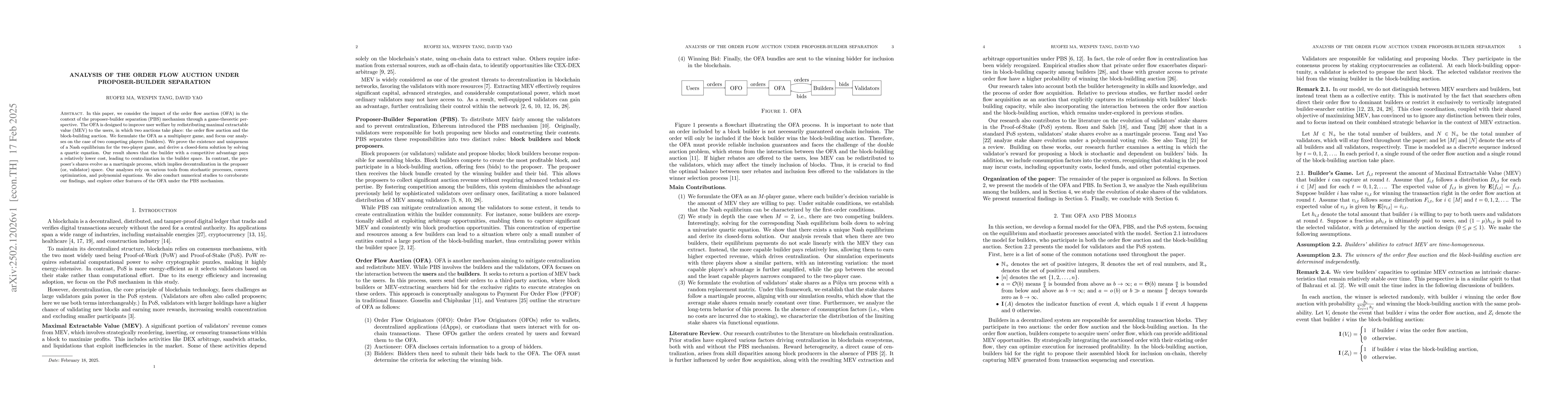 Thumbnail for Analysis of the Order Flow Auction under Proposer-Builder Separation