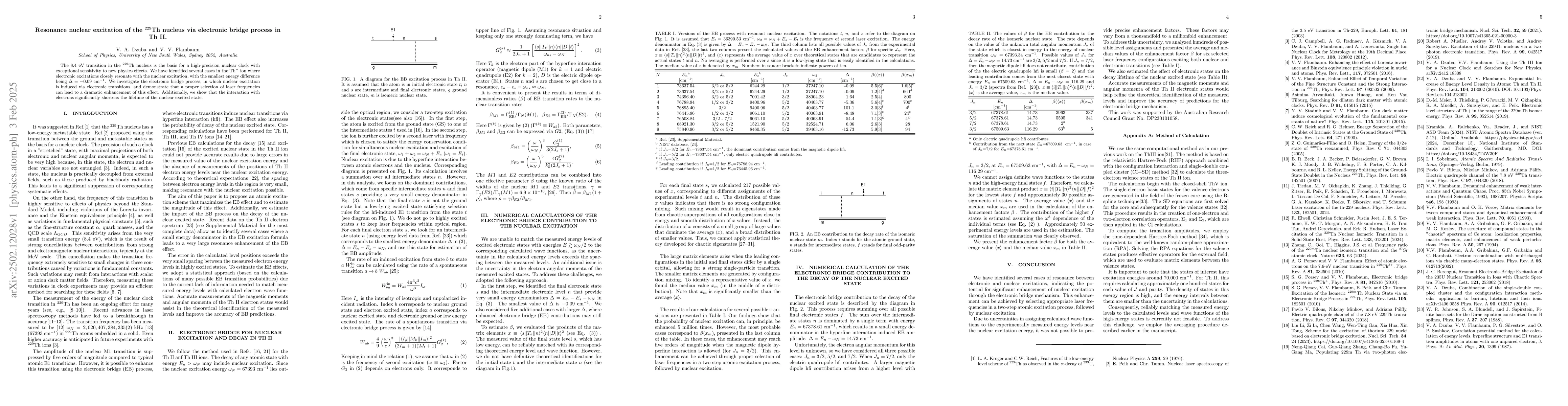Thumbnail for Resonance nuclear excitation of the $^{229}$Th nucleus via electronic
  bridge process in Th~II