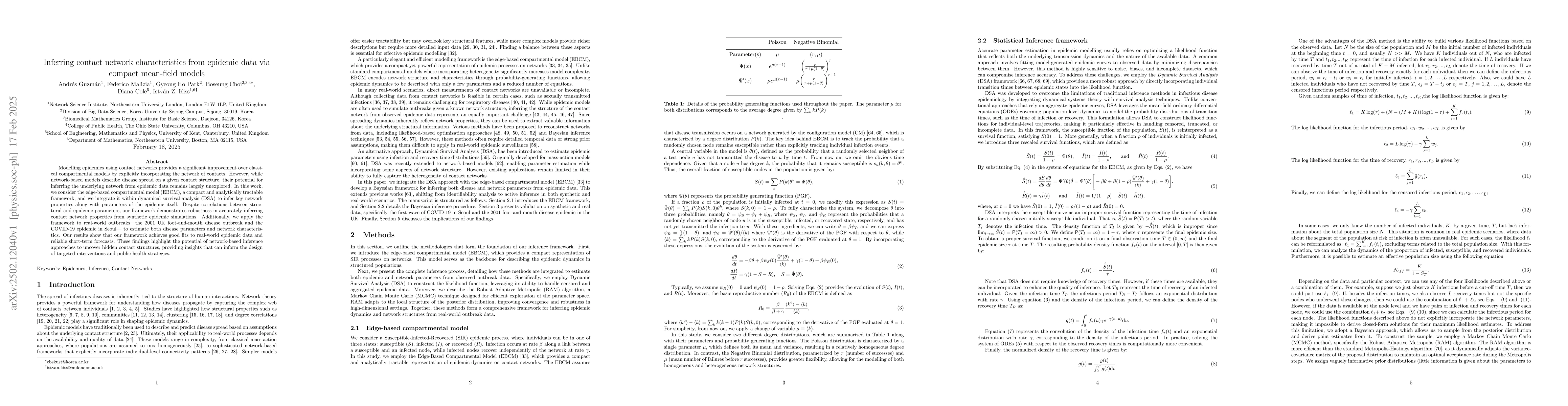 Thumbnail for Inferring contact network characteristics from epidemic data via compact
  mean-field models