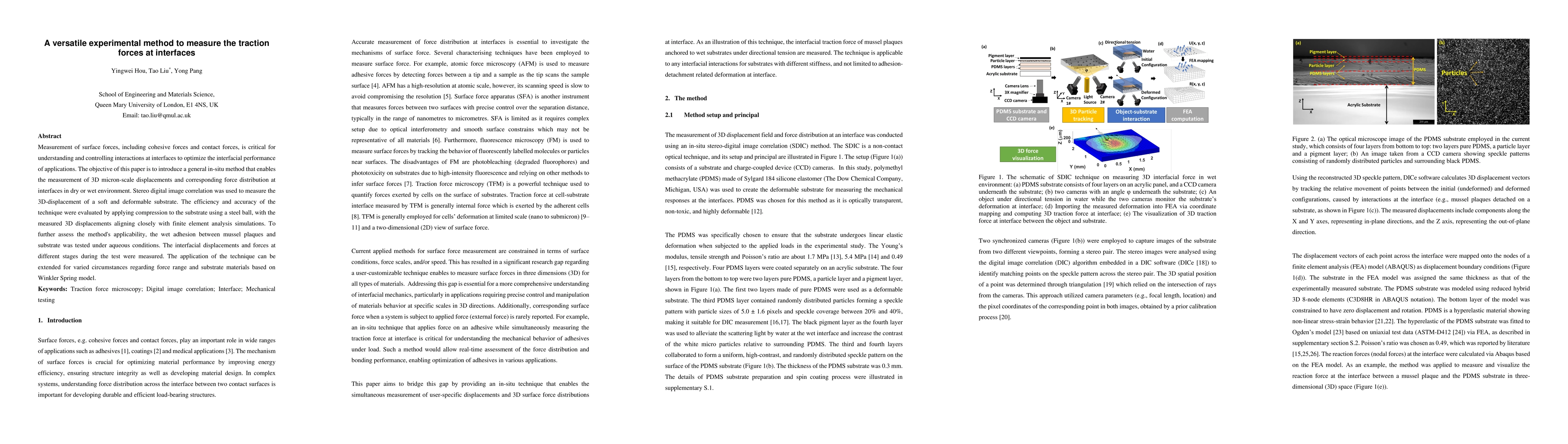 Thumbnail for A versatile experimental method to measure the traction forces at
  interfaces