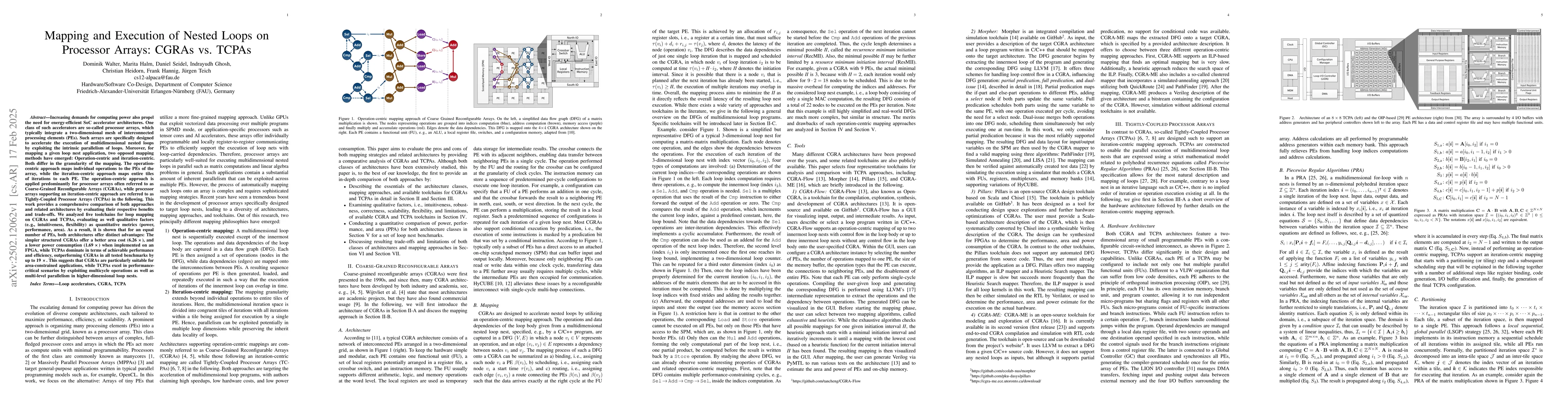 Thumbnail for Mapping and Execution of Nested Loops on Processor Arrays: CGRAs vs.
  TCPAs