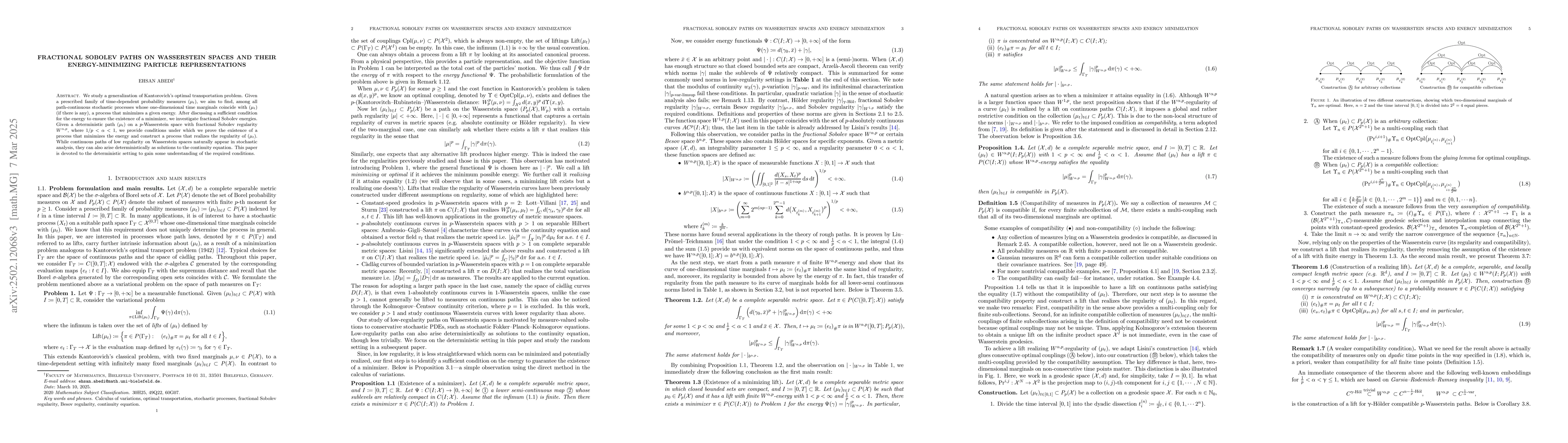 Thumbnail for Fractional Sobolev paths on Wasserstein spaces and their
  energy-minimizing particle representations