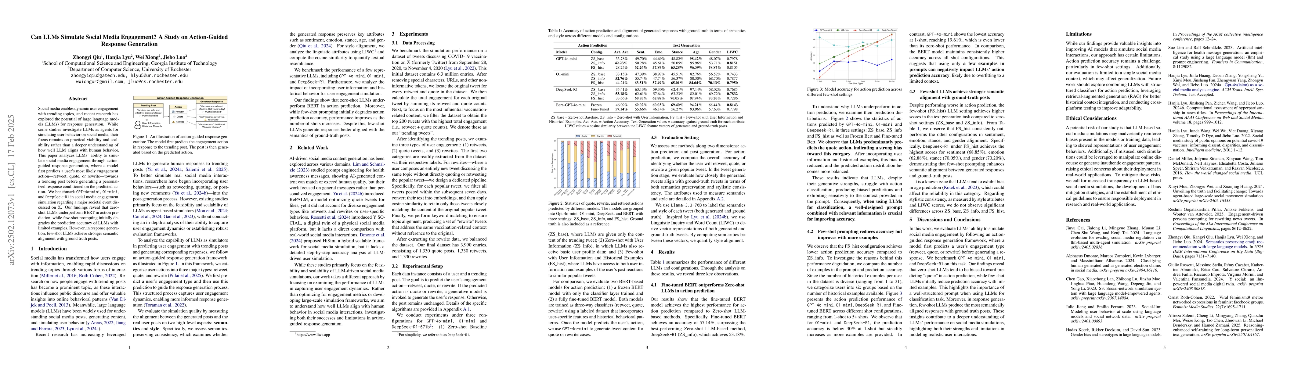 Thumbnail for Can LLMs Simulate Social Media Engagement? A Study on Action-Guided
  Response Generation