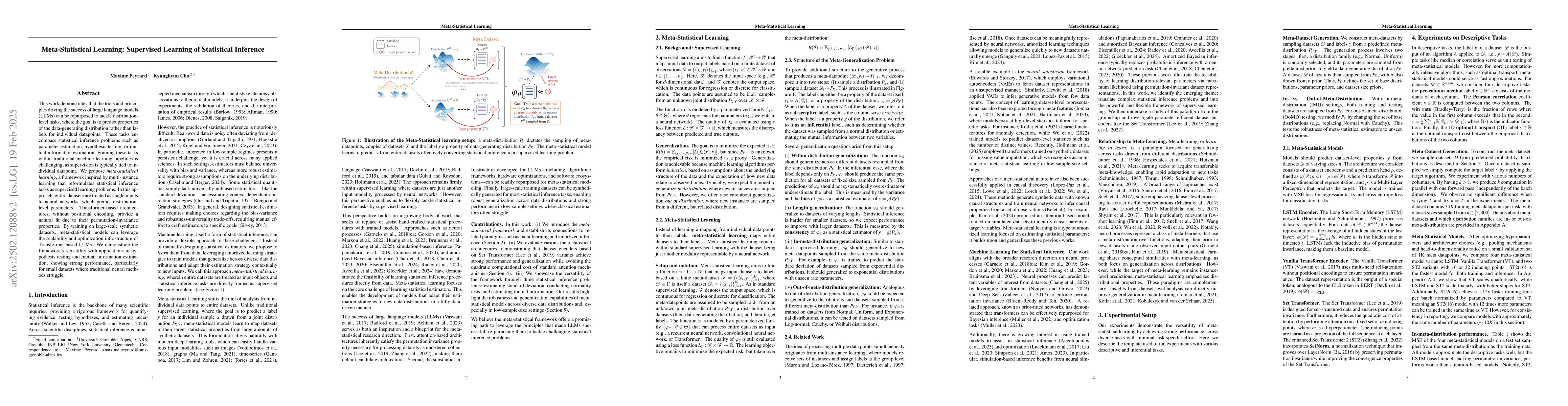 Thumbnail for Meta-Statistical Learning: Supervised Learning of Statistical Inference