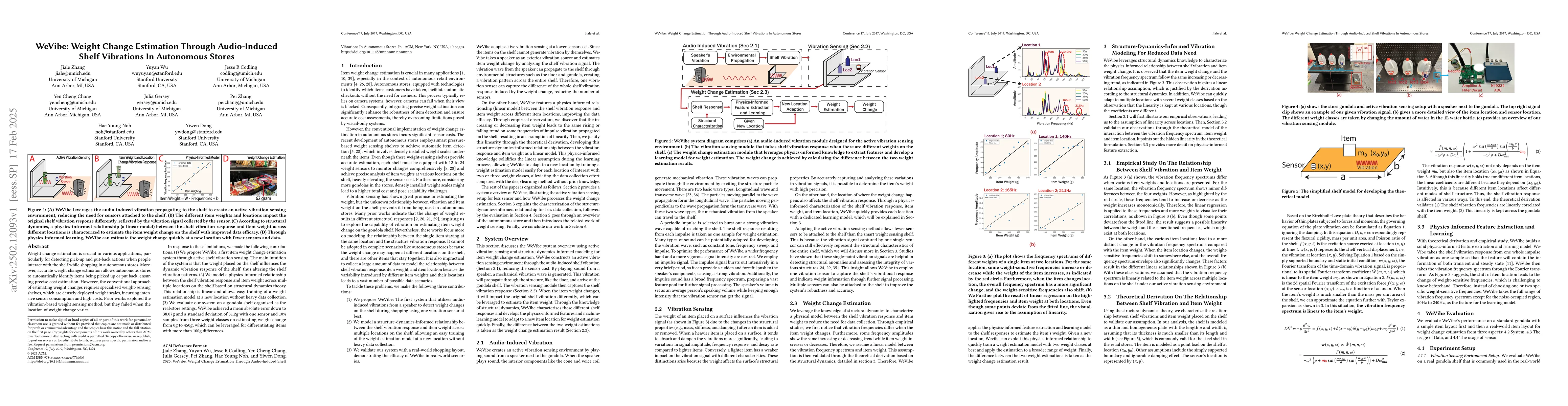 Thumbnail for WeVibe: Weight Change Estimation Through Audio-Induced Shelf Vibrations
  In Autonomous Stores