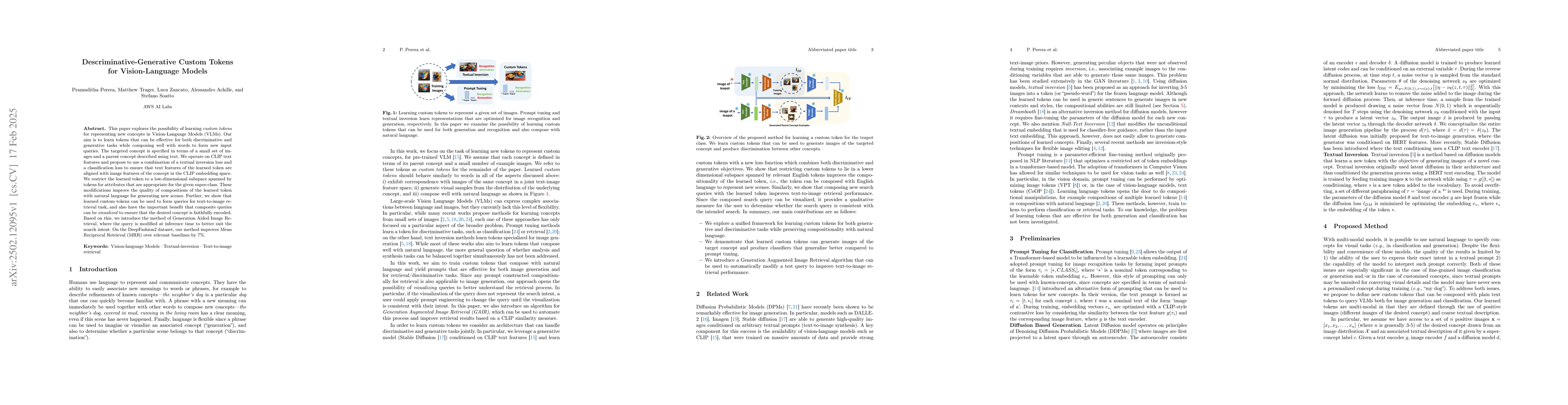 Thumbnail for Descriminative-Generative Custom Tokens for Vision-Language Models
