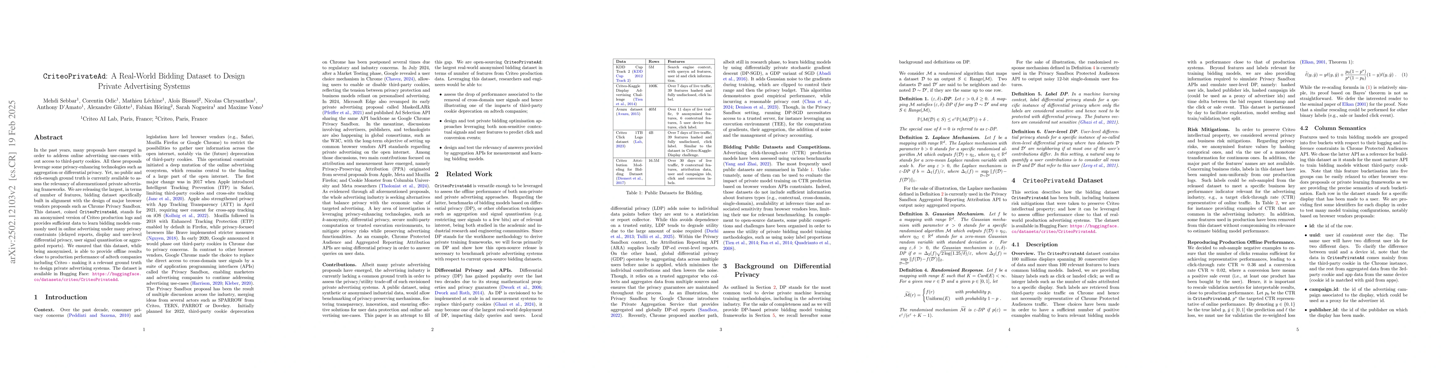Thumbnail for CriteoPrivateAd: A Real-World Bidding Dataset to Design Private
  Advertising Systems