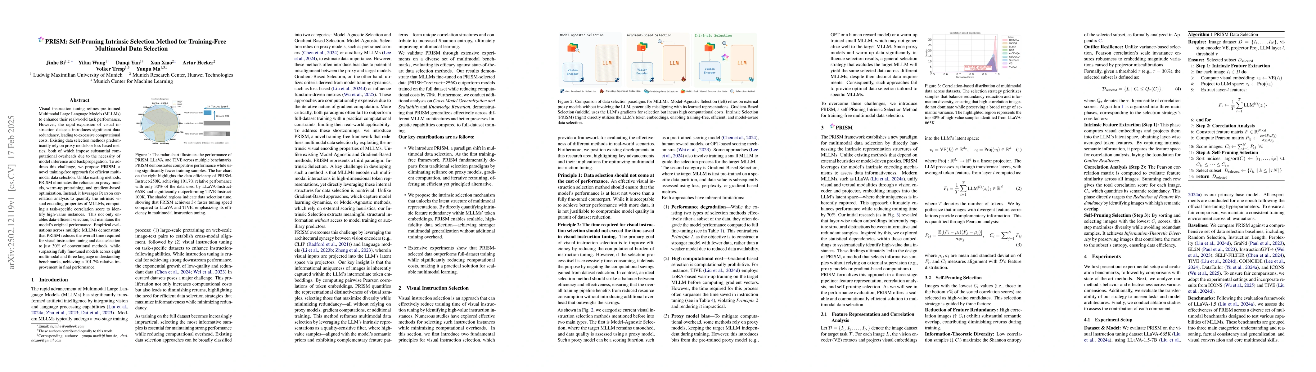 Thumbnail for PRISM: Self-Pruning Intrinsic Selection Method for Training-Free
  Multimodal Data Selection