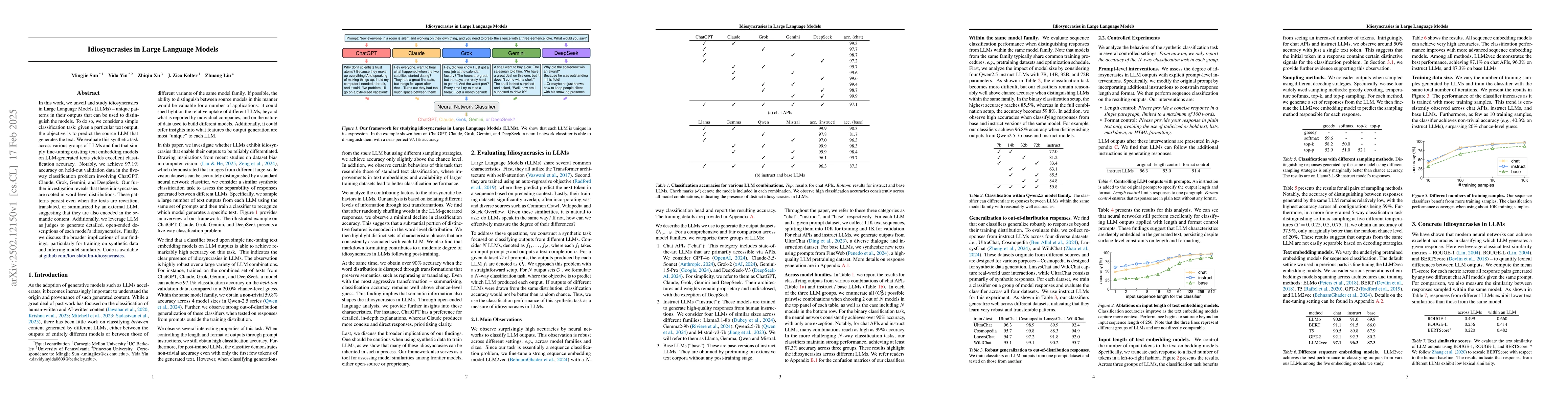Thumbnail for Idiosyncrasies in Large Language Models
