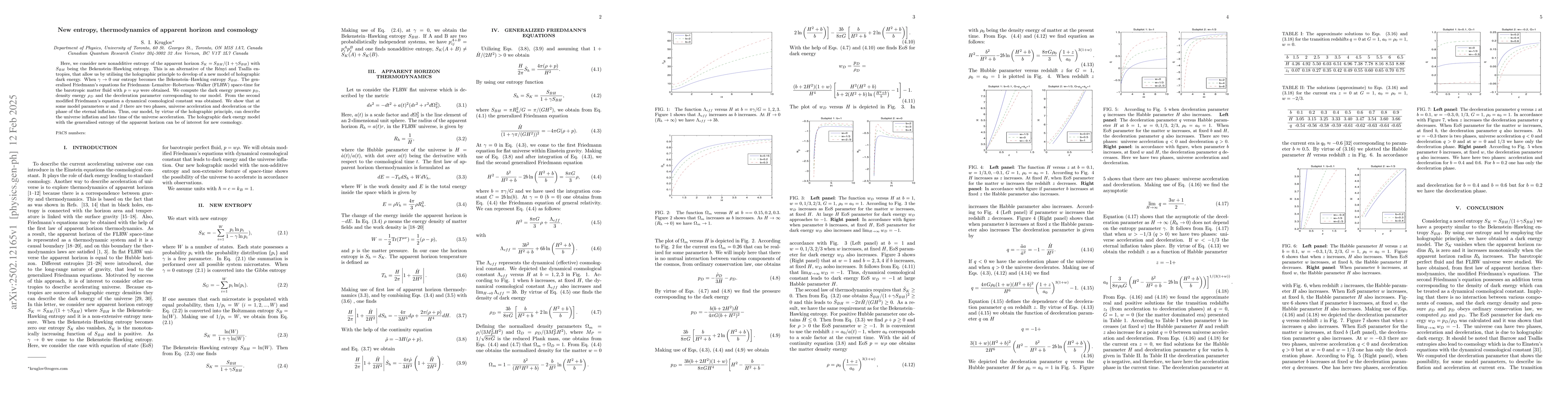 Thumbnail for New entropy, thermodynamics of apparent horizon and cosmology