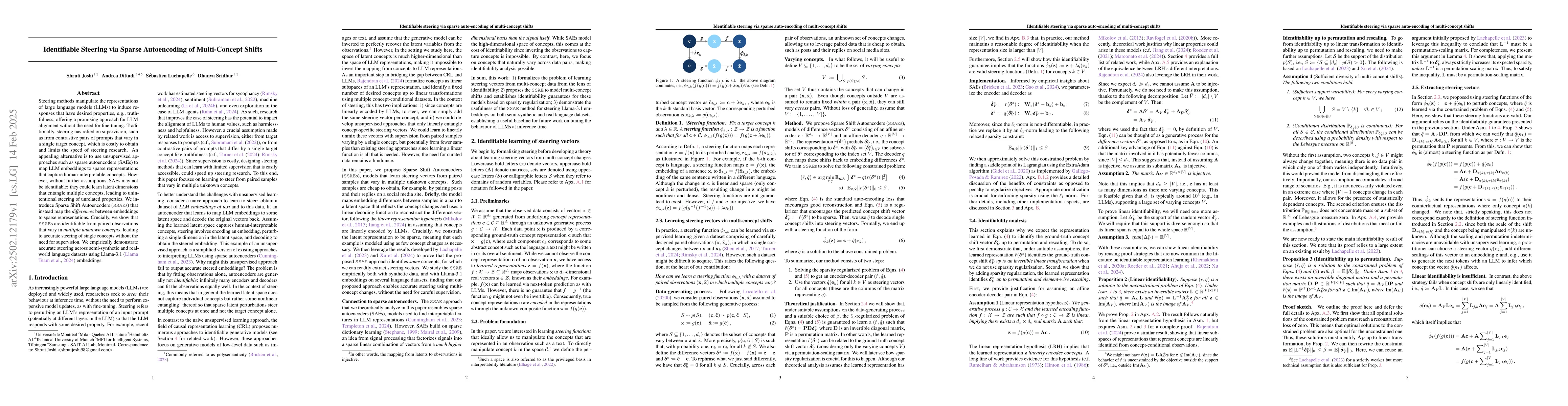 Thumbnail for Identifiable Steering via Sparse Autoencoding of Multi-Concept Shifts
