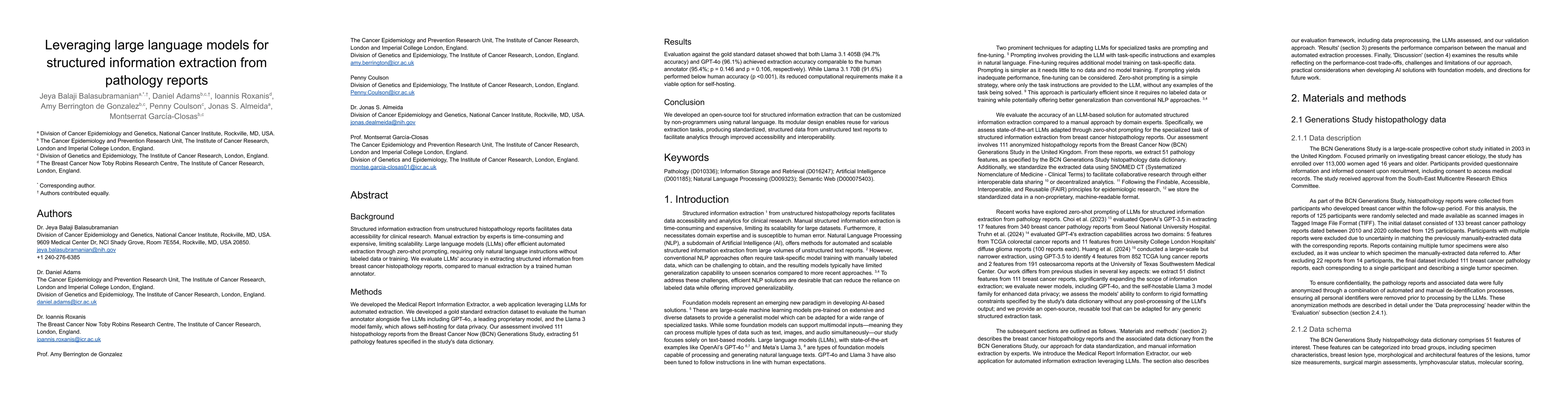 Thumbnail for Leveraging large language models for structured information extraction
  from pathology reports