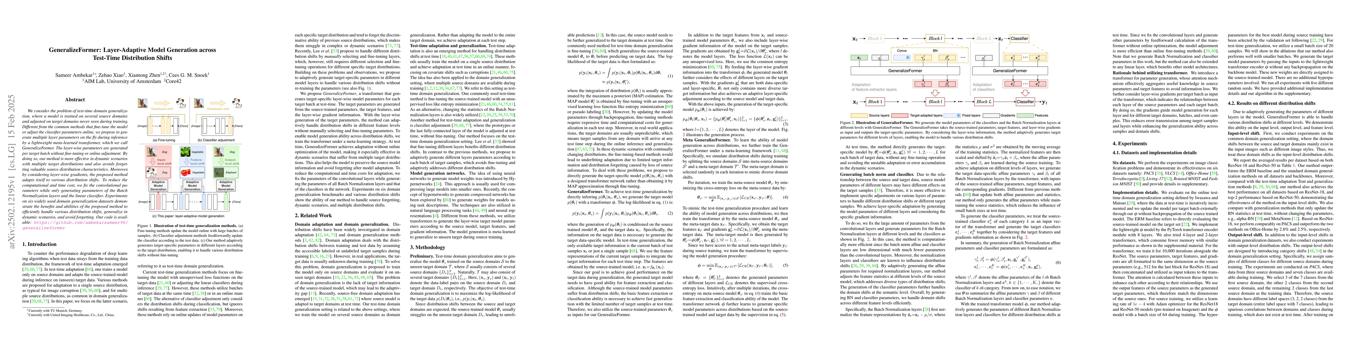 Thumbnail for GeneralizeFormer: Layer-Adaptive Model Generation across Test-Time
  Distribution Shifts