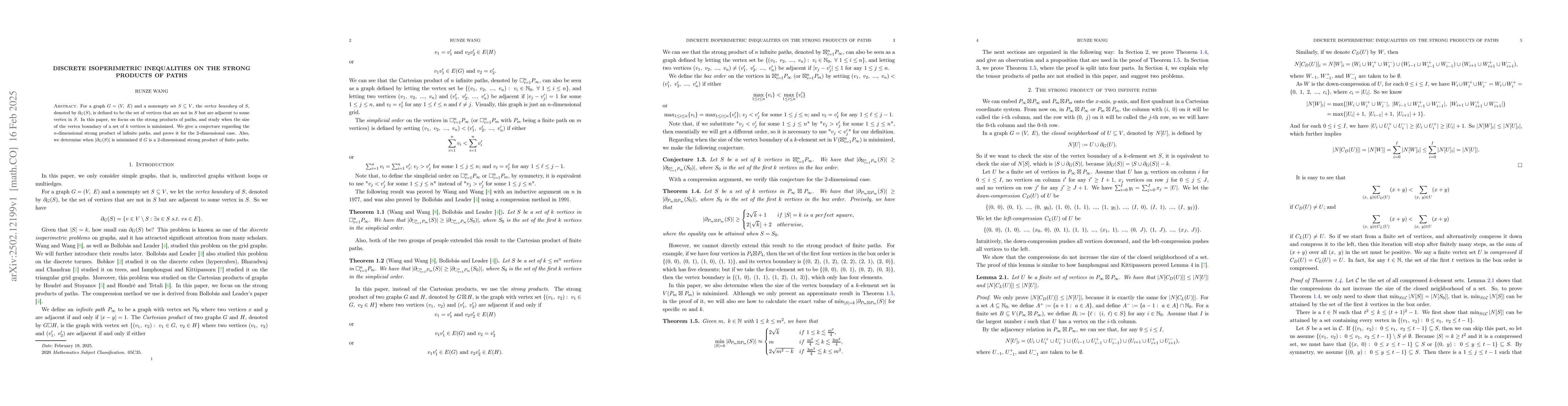 Thumbnail for Discrete isoperimetric inequalities on the strong products of paths