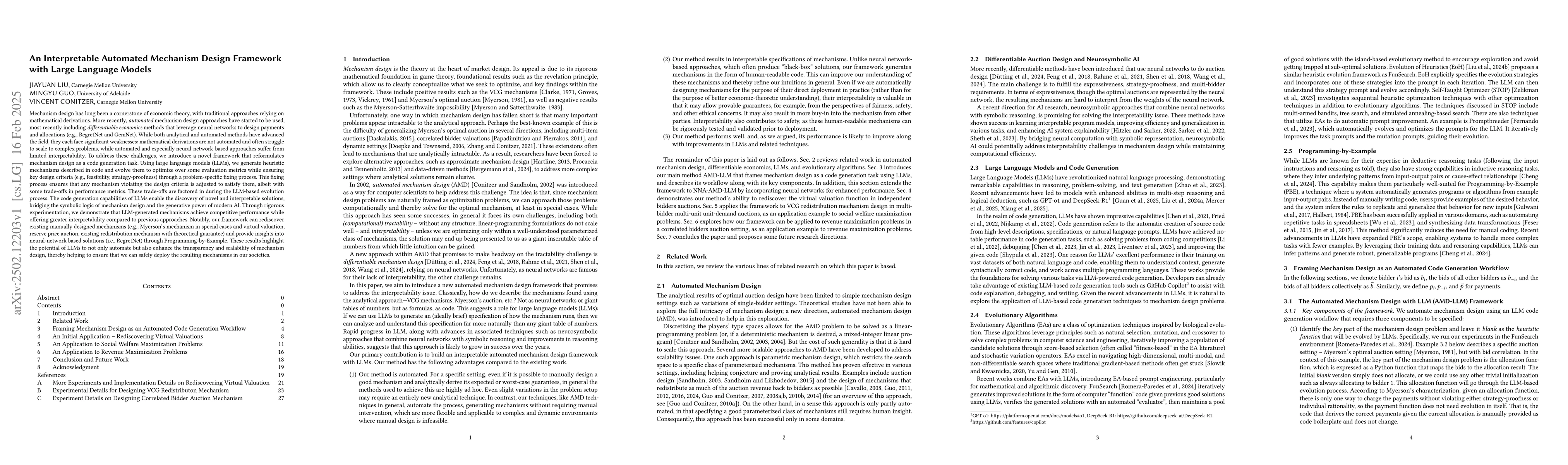 Thumbnail for An Interpretable Automated Mechanism Design Framework with Large
  Language Models