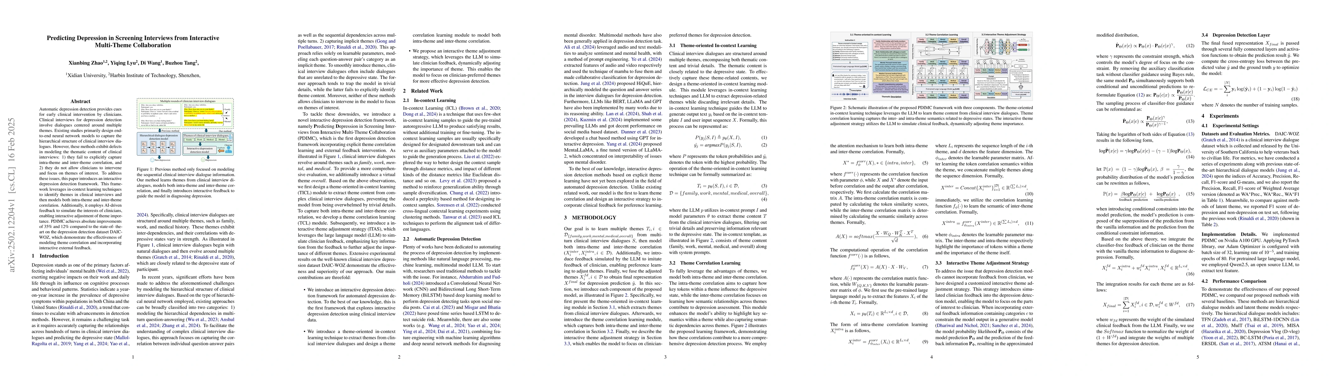 Thumbnail for Predicting Depression in Screening Interviews from Interactive
  Multi-Theme Collaboration
