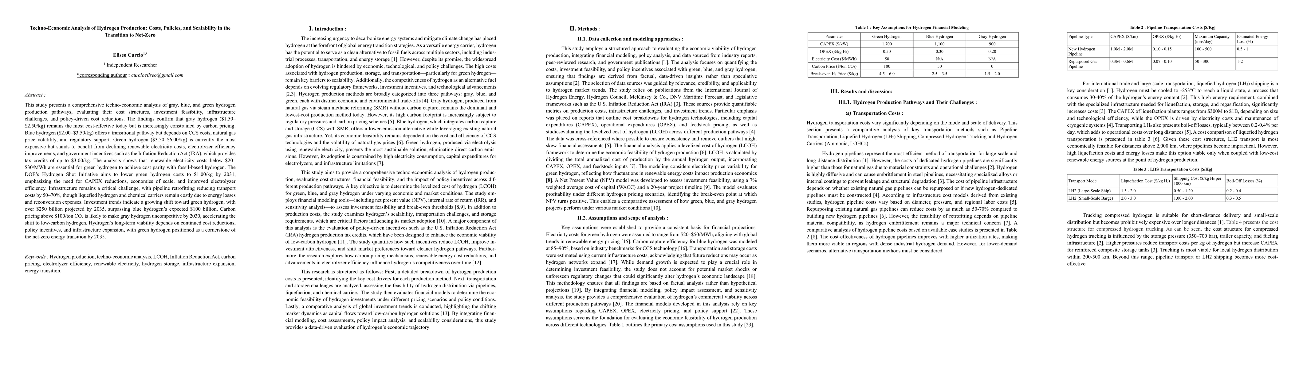 Thumbnail for Techno-Economic Analysis of Hydrogen Production: Costs, Policies, and
  Scalability in the Transition to Net-Zero