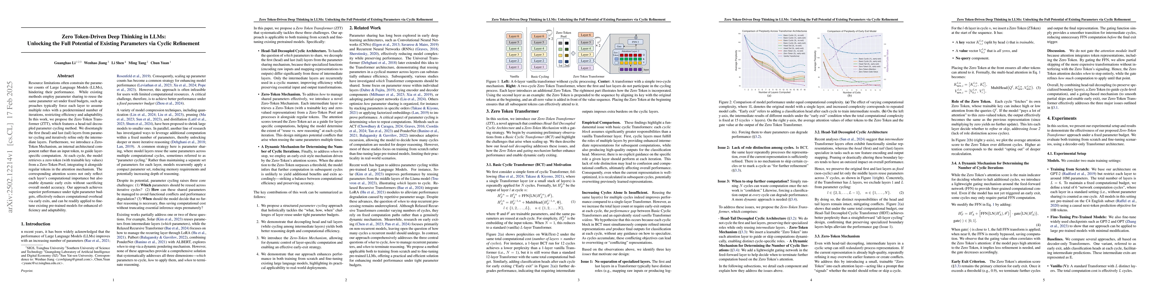 Thumbnail for Zero Token-Driven Deep Thinking in LLMs: Unlocking the Full Potential of
  Existing Parameters via Cyclic Refinement