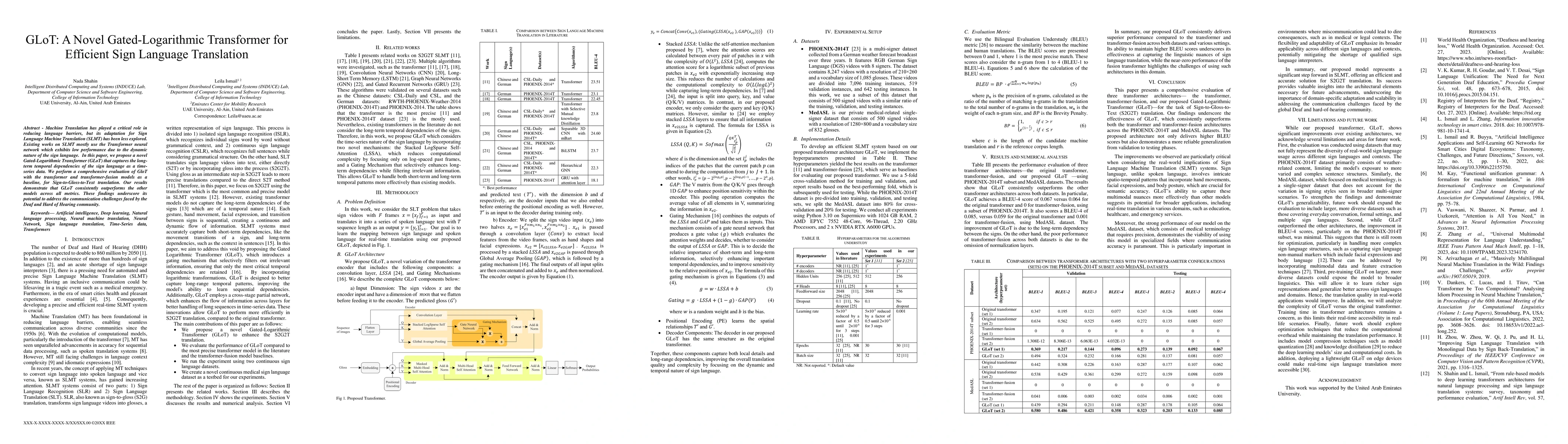 Thumbnail for GLoT: A Novel Gated-Logarithmic Transformer for Efficient Sign Language
  Translation