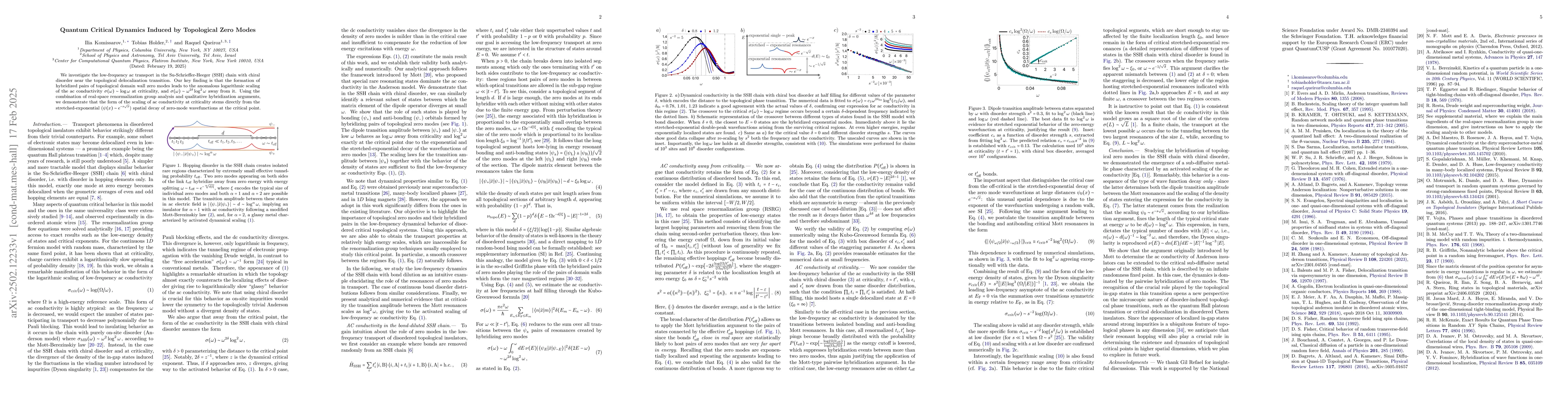 Thumbnail for Quantum Critical Dynamics Induced by Topological Zero Modes