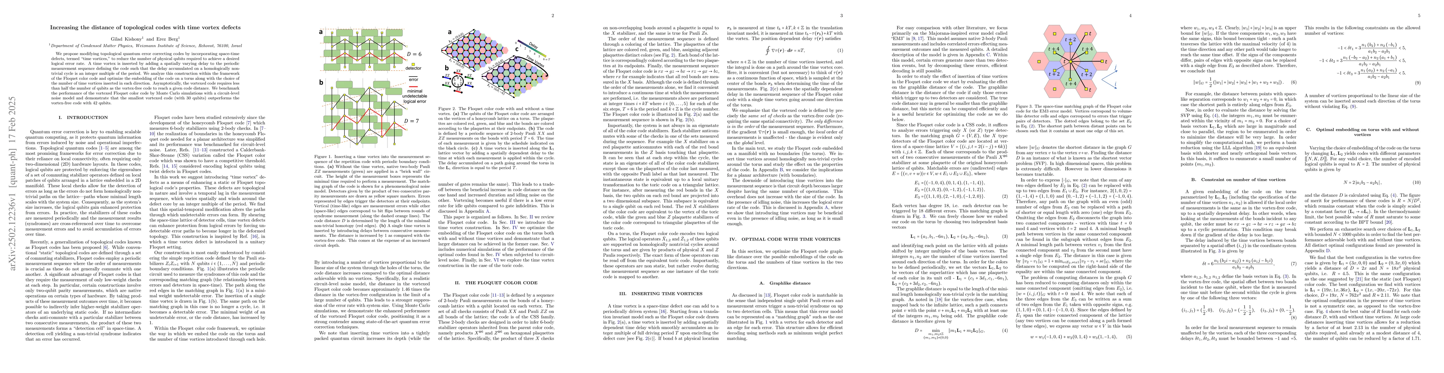 Thumbnail for Increasing the distance of topological codes with time vortex defects