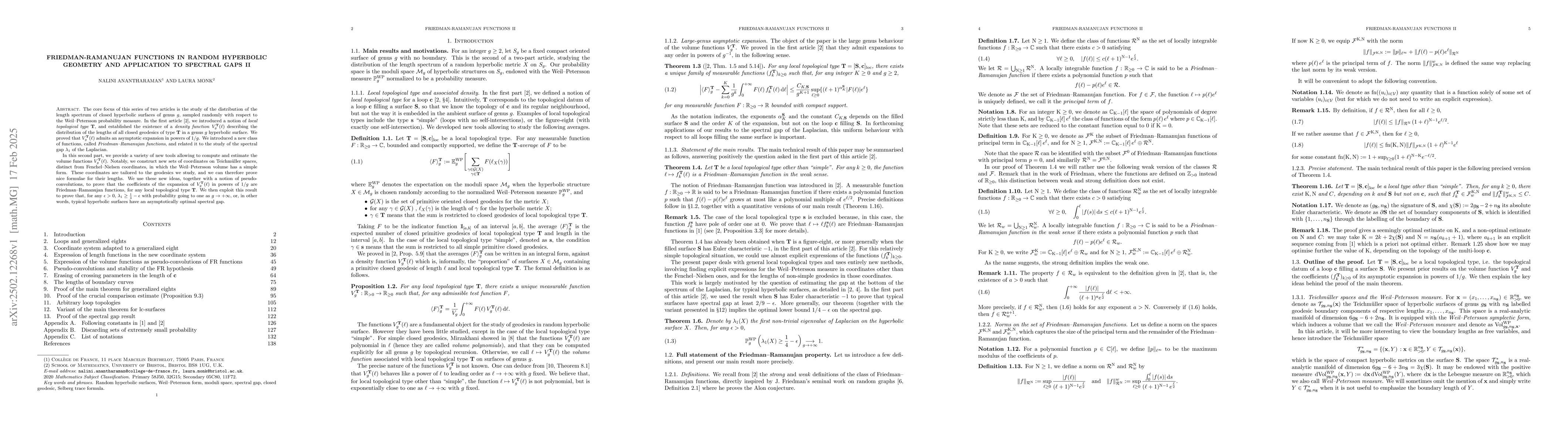 Thumbnail for Friedman-Ramanujan functions in random hyperbolic geometry and
  application to spectral gaps II