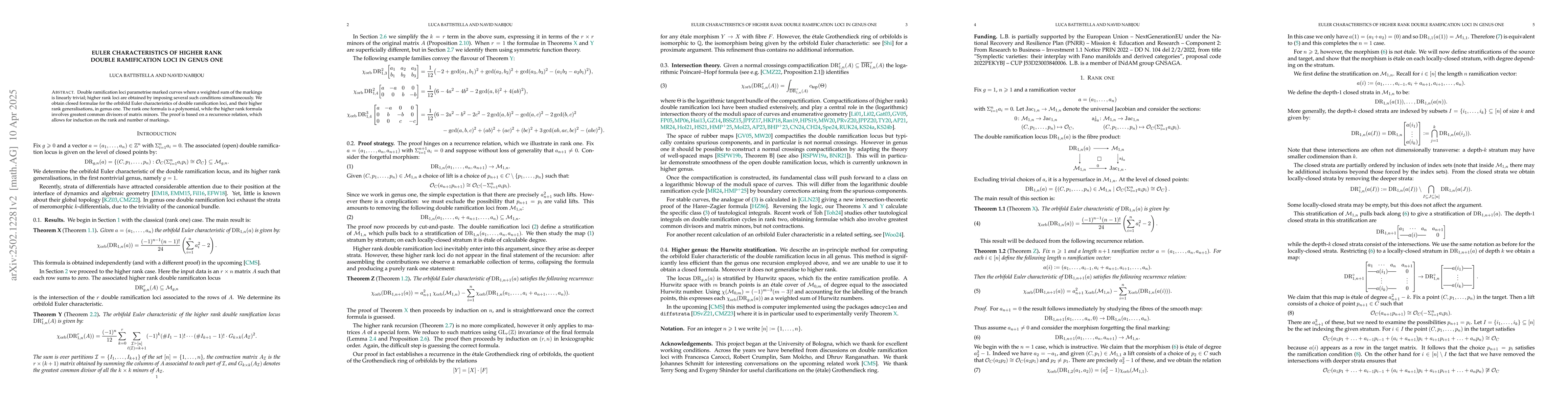 Thumbnail for Euler characteristics of higher rank double ramification loci in genus
  one