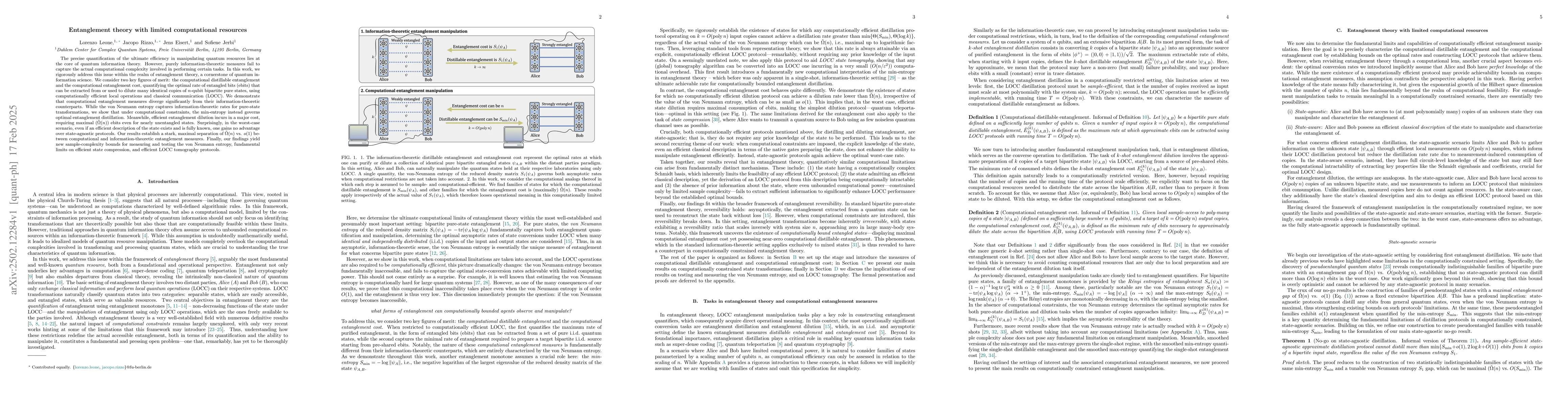 Thumbnail for Entanglement theory with limited computational resources