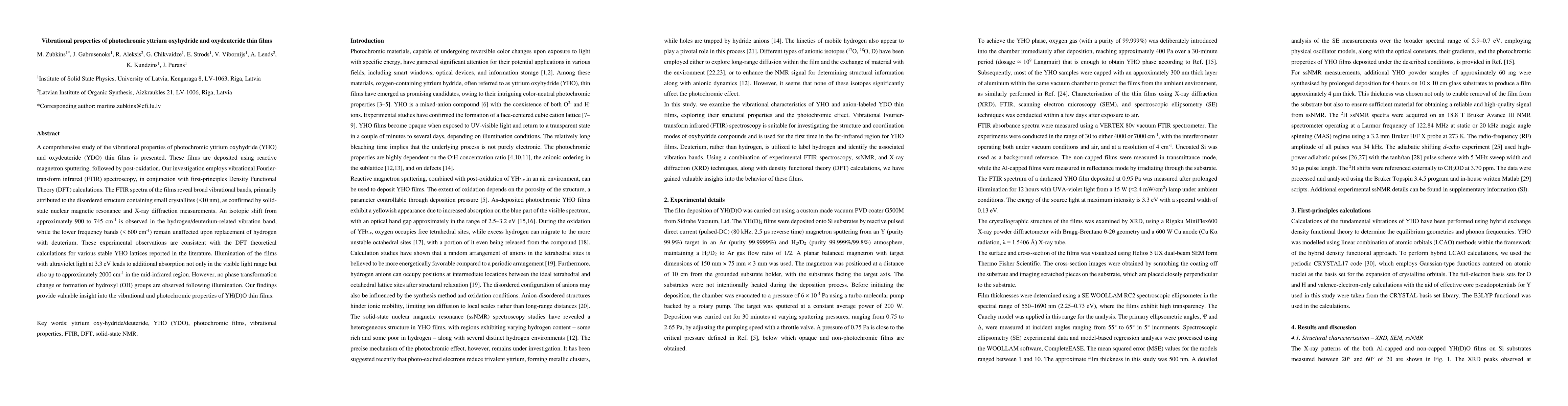 Thumbnail for Vibrational properties of photochromic yttrium oxyhydride and
  oxydeuteride thin films