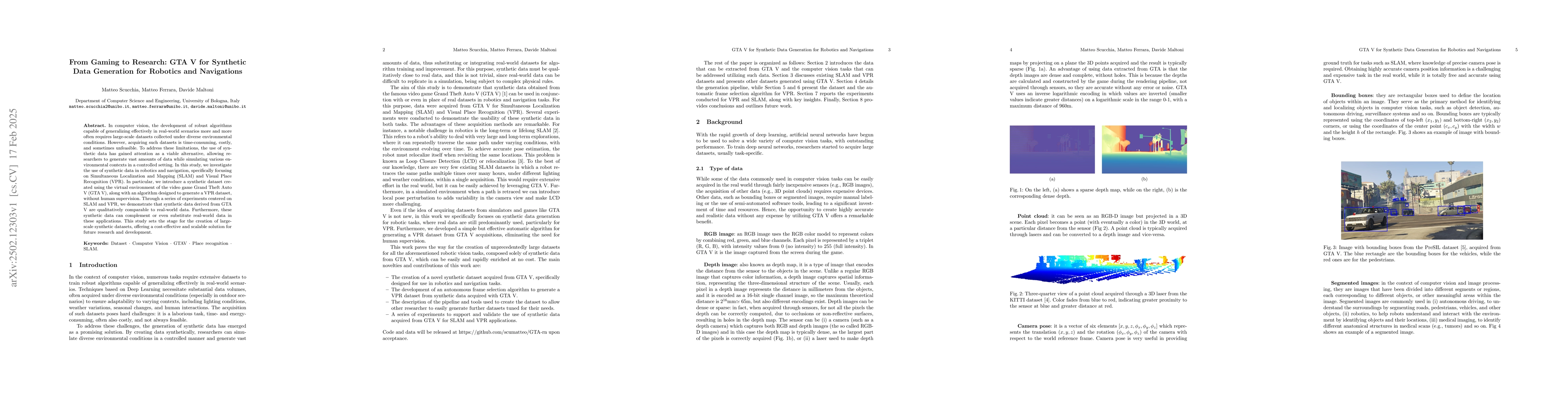 Thumbnail for From Gaming to Research: GTA V for Synthetic Data Generation for
  Robotics and Navigations
