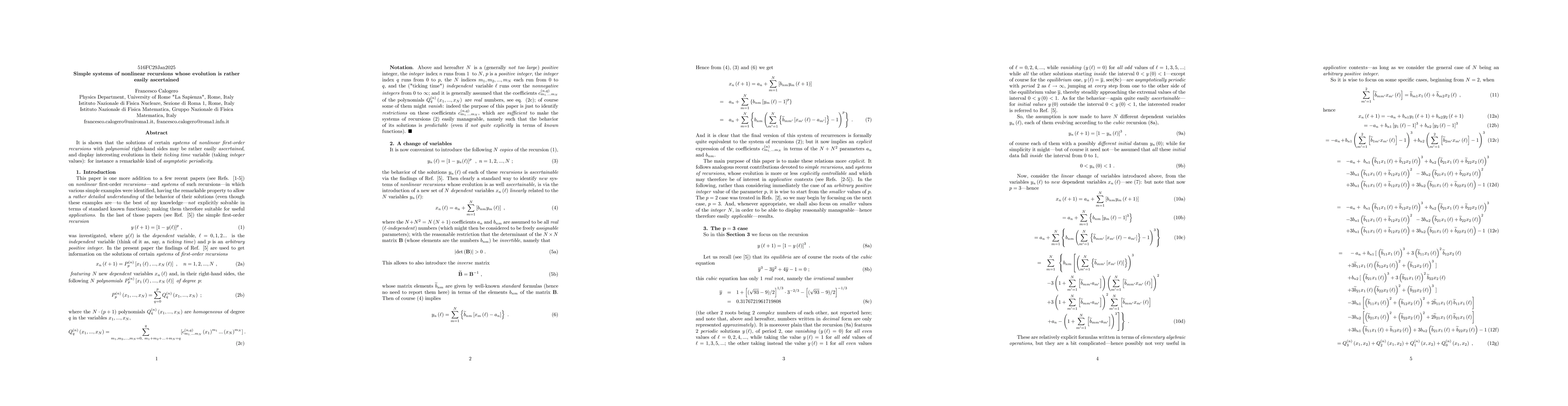 Thumbnail for Simple systems of nonlinear recursions whose evolution is rather easily
  ascertained