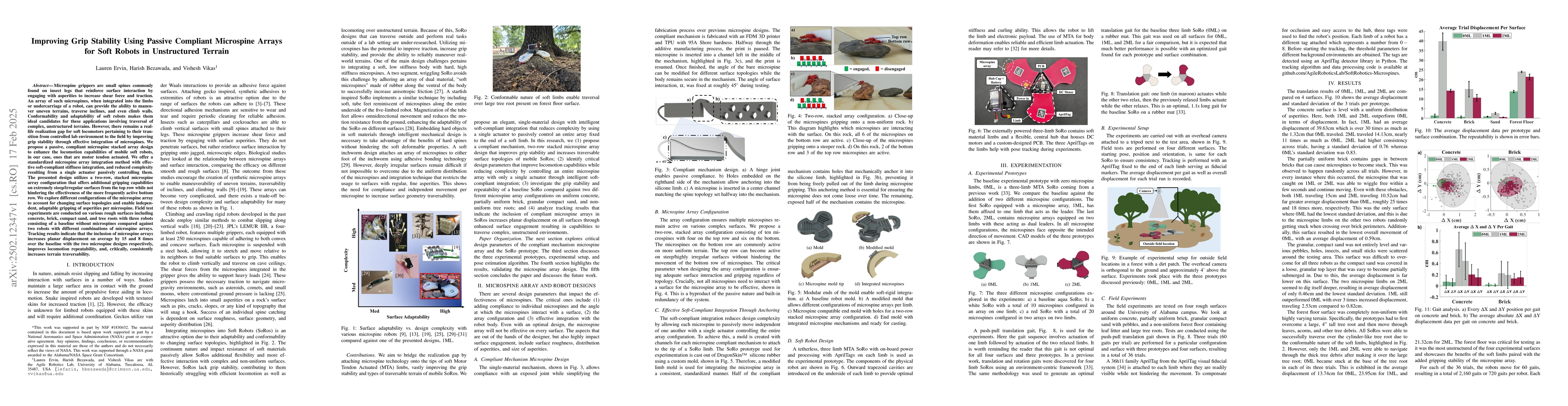 Thumbnail for Improving Grip Stability Using Passive Compliant Microspine Arrays for
  Soft Robots in Unstructured Terrain