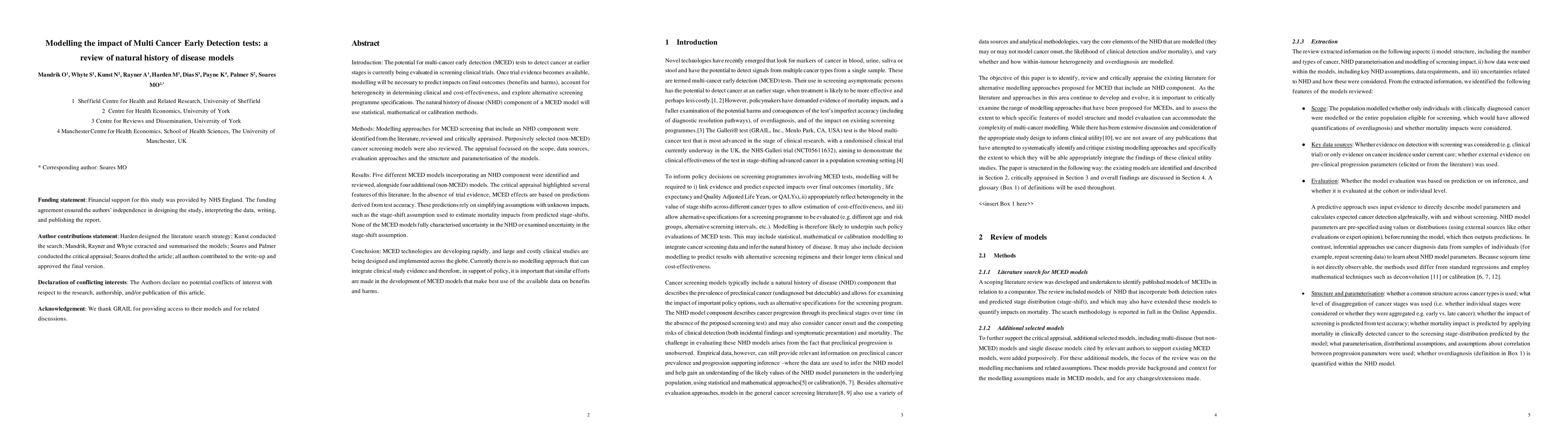 Thumbnail for Modelling the impact of Multi Cancer Early Detection tests: a review of
  natural history of disease models
