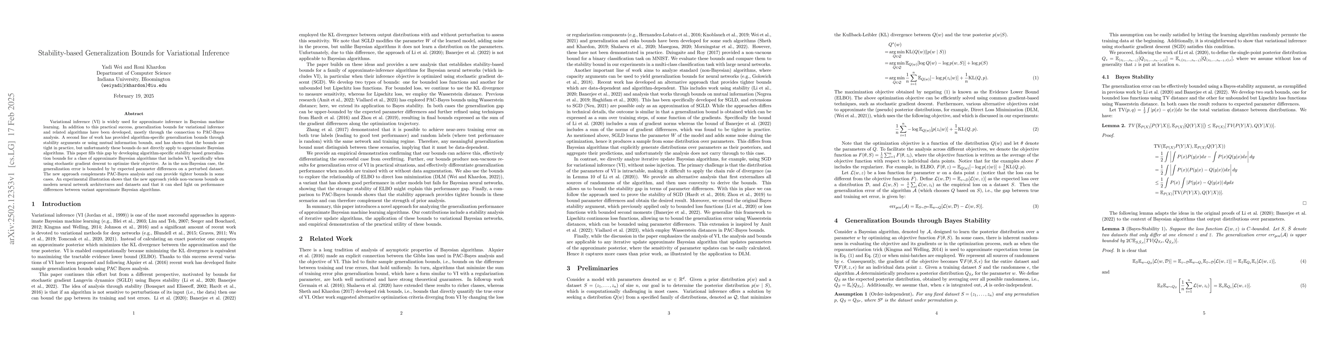 Thumbnail for Stability-based Generalization Bounds for Variational Inference