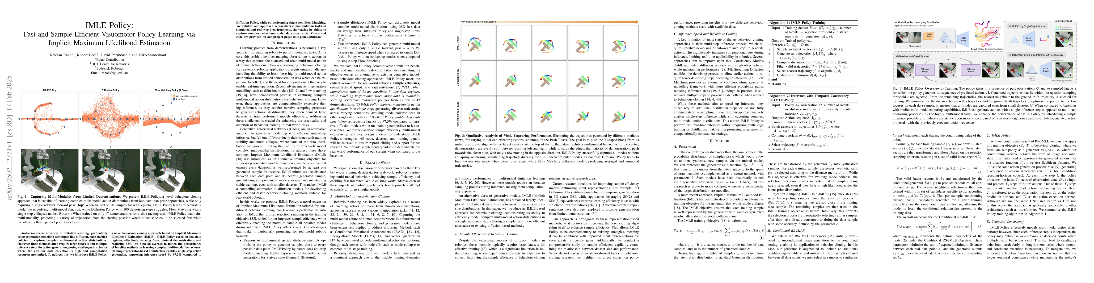 Thumbnail for IMLE Policy: Fast and Sample Efficient Visuomotor Policy Learning via
  Implicit Maximum Likelihood Estimation